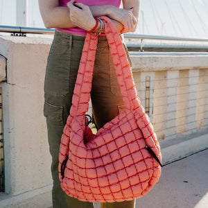 Oversized Quilted Hobo Tote Bag