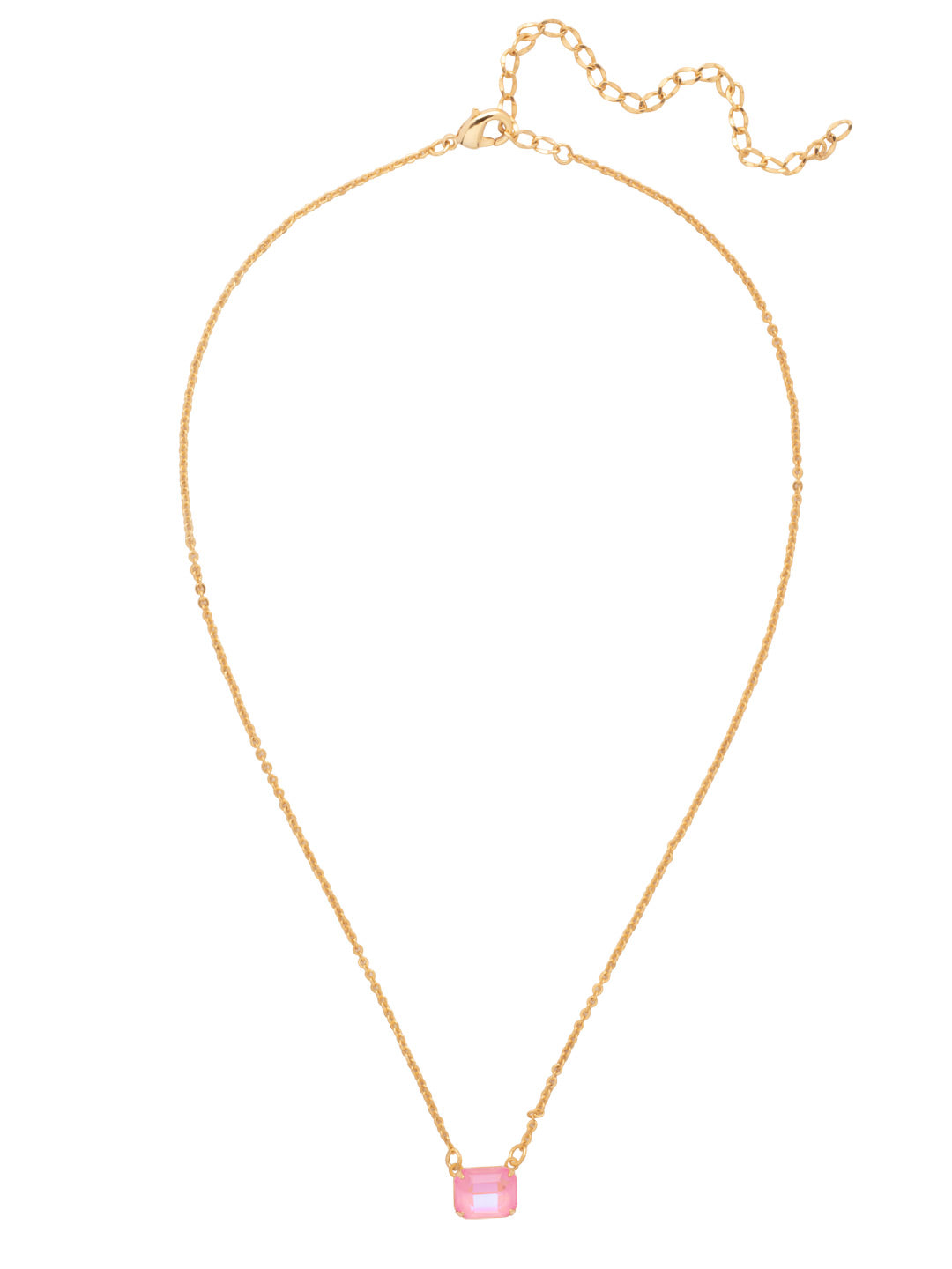 Octavia Single Crystal Pendant Necklace- Light Rose Delite