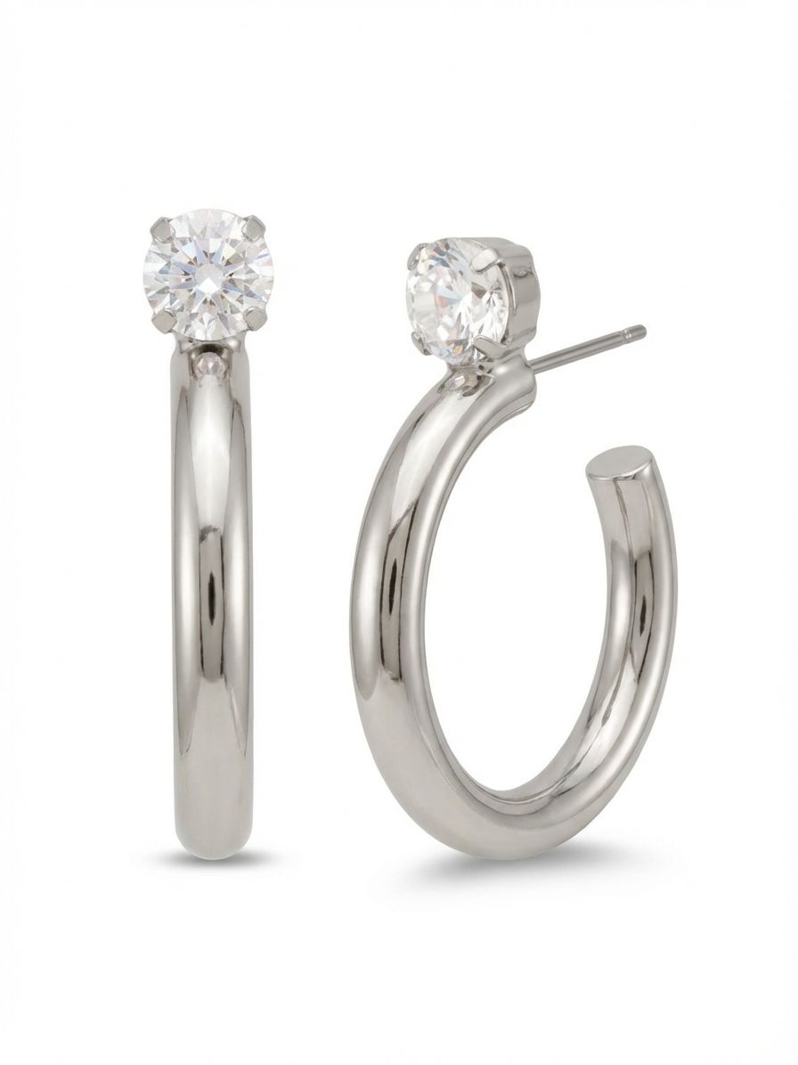 Keeley Studded Hoop Earrings- Crystal