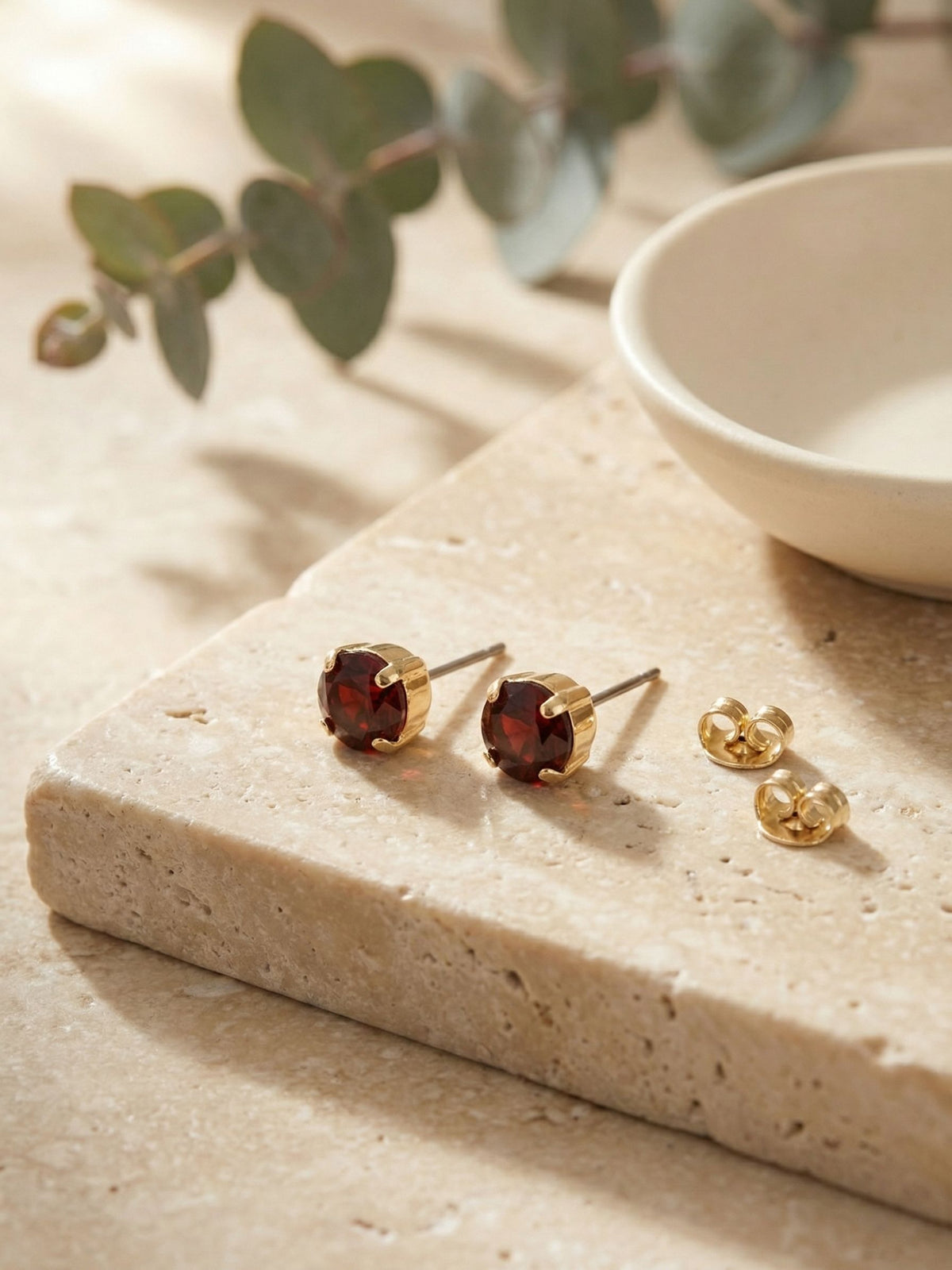 Simple Stud Earrings - Burgundy
