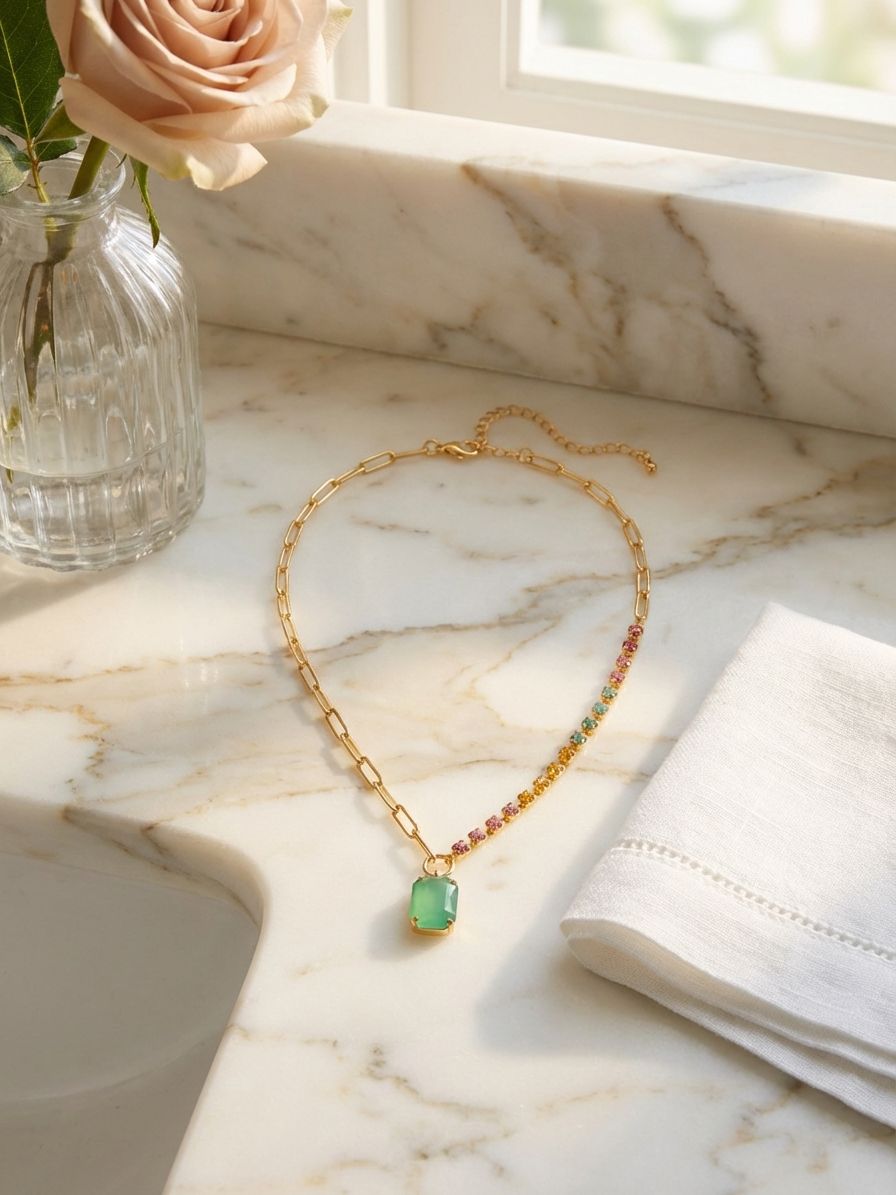 Iris Asymmetrical Pendant Necklace - Candy Pop