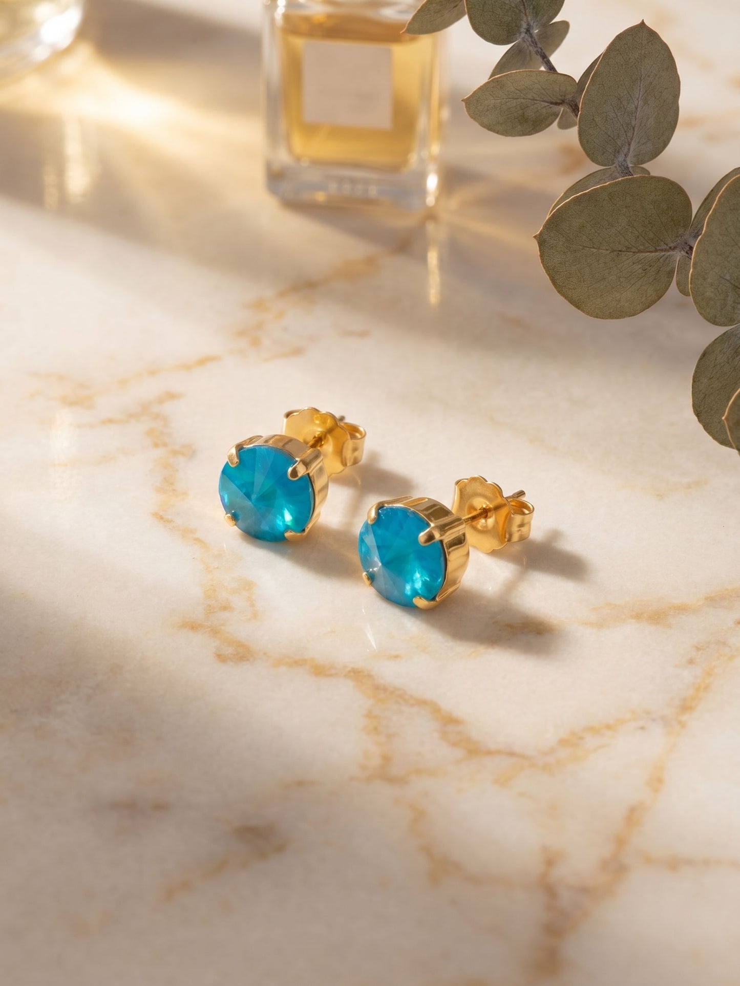London Stud Earrings- Caribbean Blue Opal