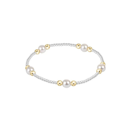 Classic Pearl & Mixed Metal Purpose Pattern 6mm Bead Bracelet