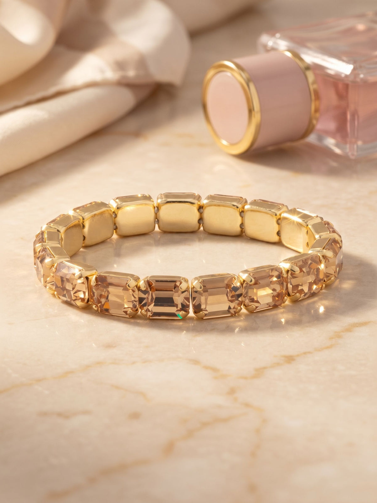 7 inch Easton Emerald Cut Stretch Bracelet - Light Colorado