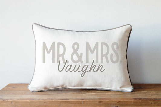 PERSONALIZE ME: Neutral Mr. & Mrs. Last Name Pillow