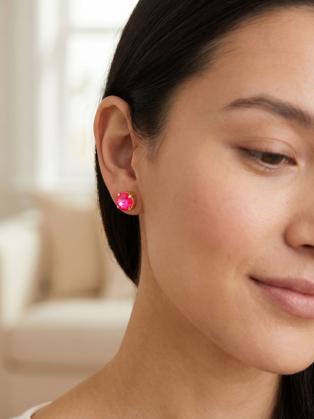 London Stud Earrings - Electric Pink