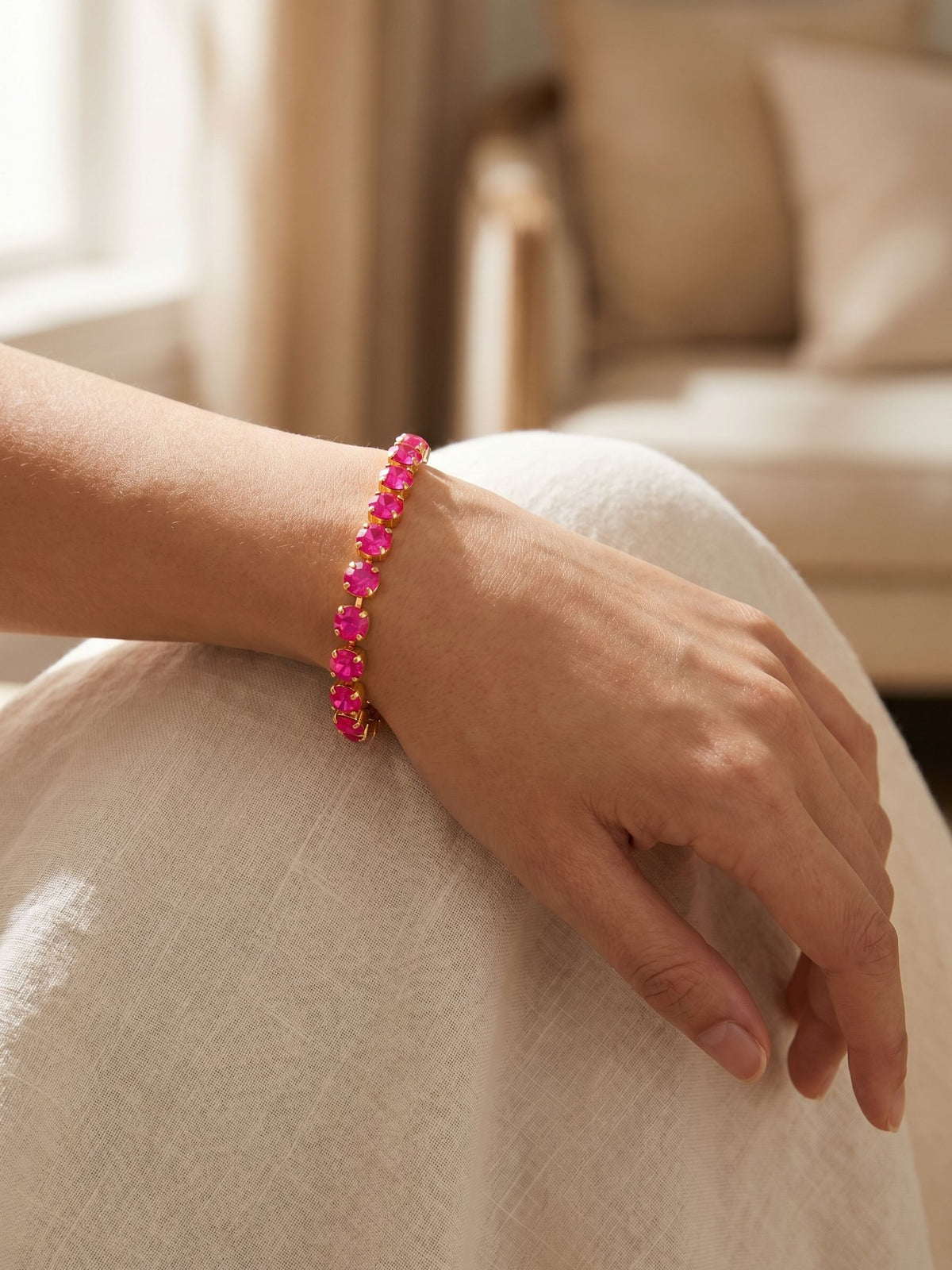 Sienna Tennis Bracelet - Electric Pink