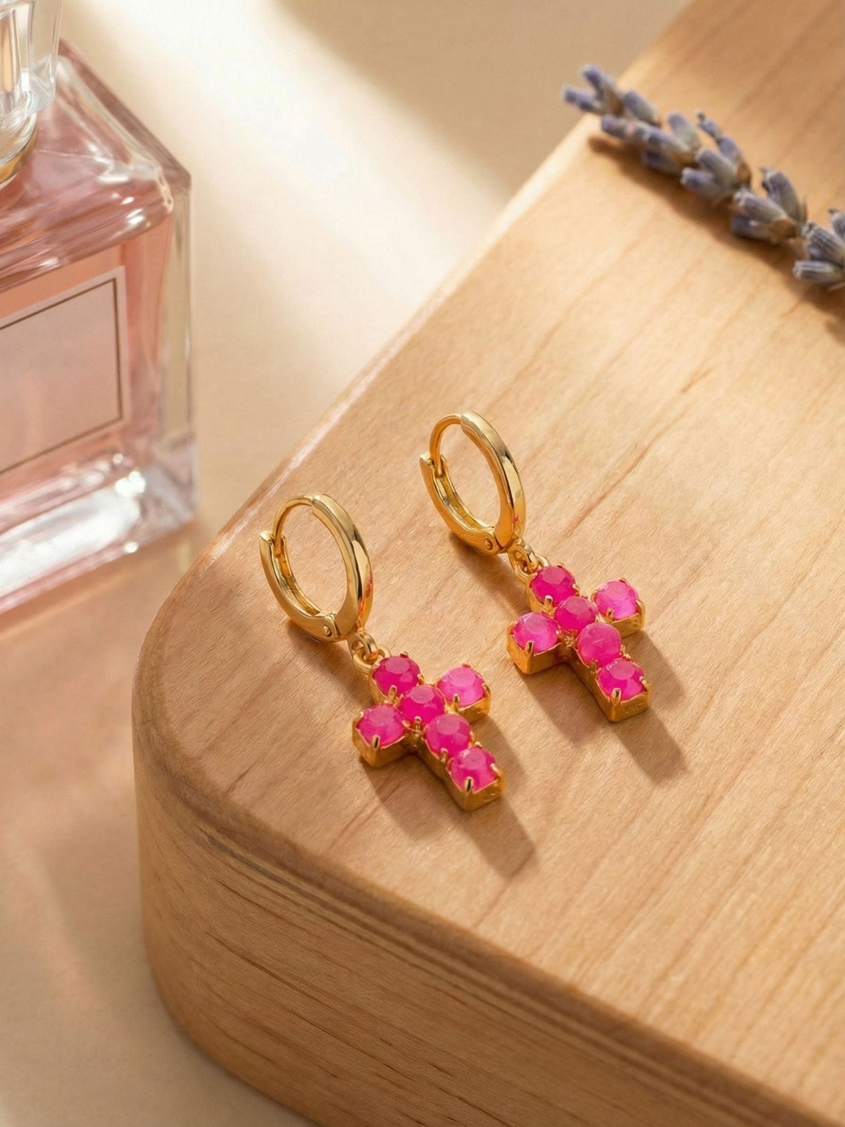 Carly Huggie Earrings-Electric Pink