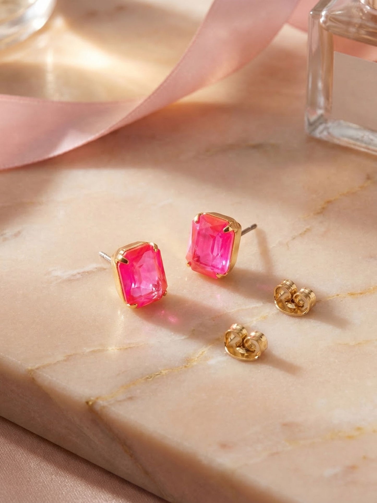 Octavia Stud Earrings-Electric Pink