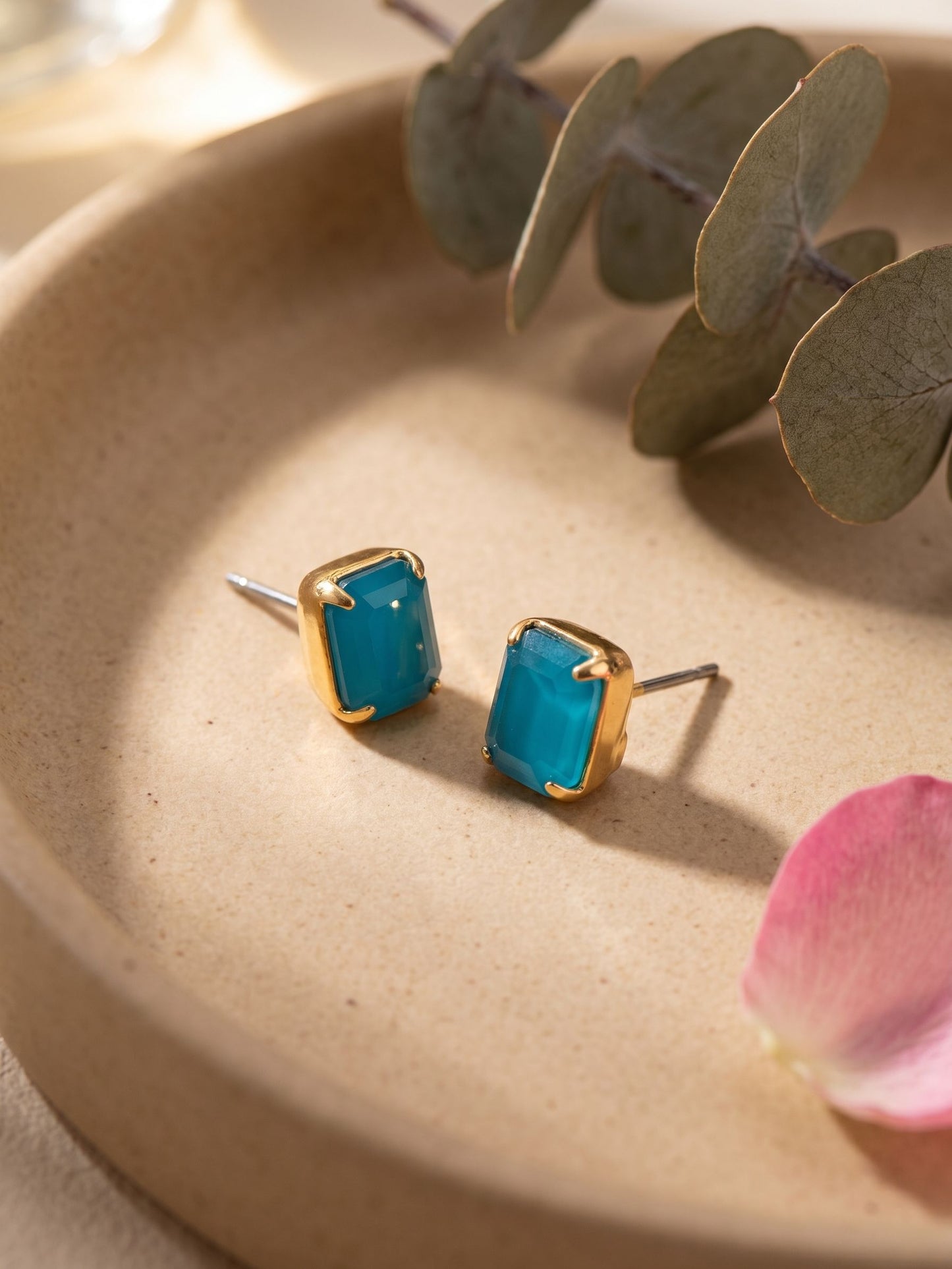 Octavia Stud Earrings-Caribbean Blue Opal