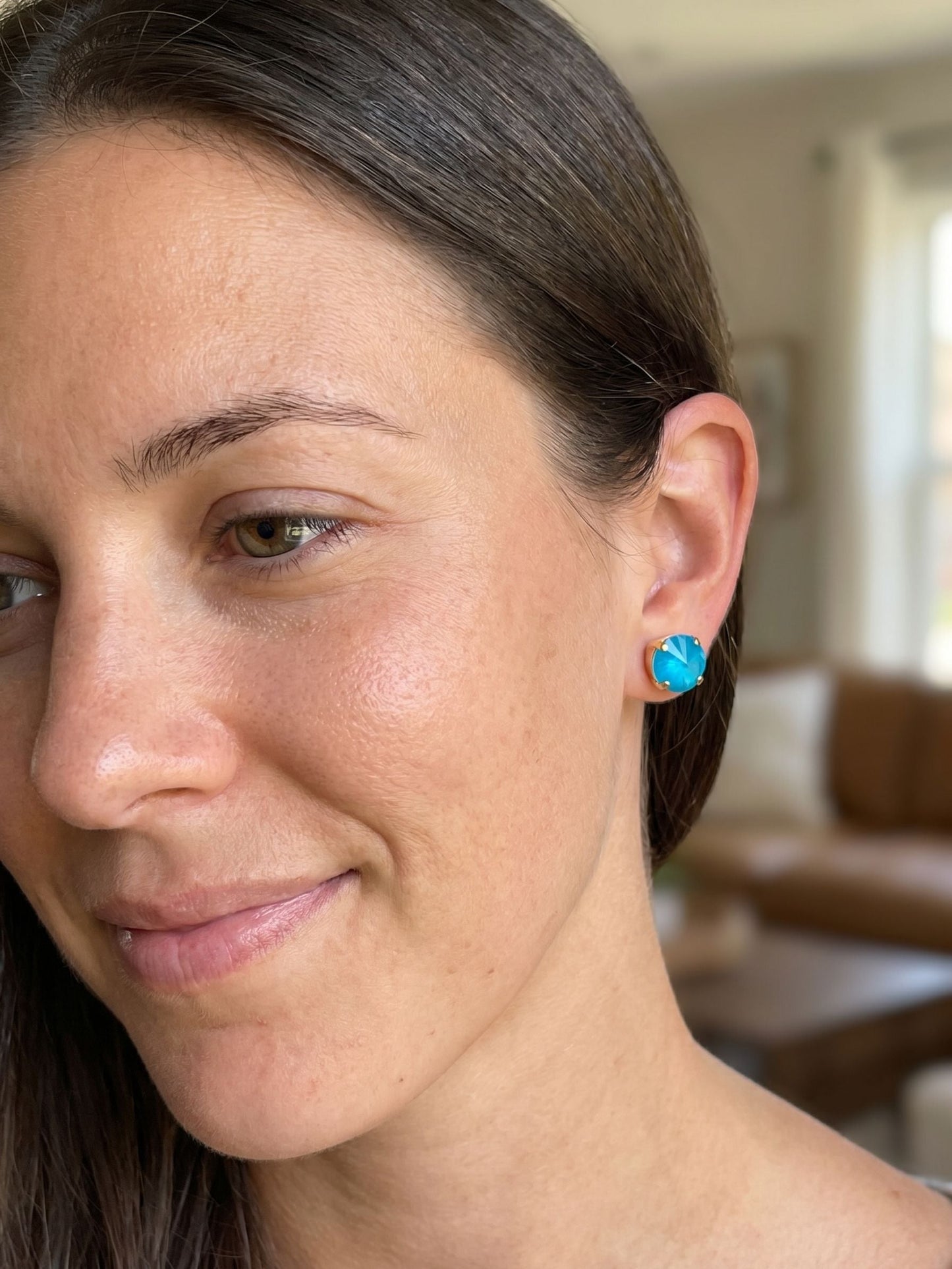 London Stud Earrings- Caribbean Blue Opal