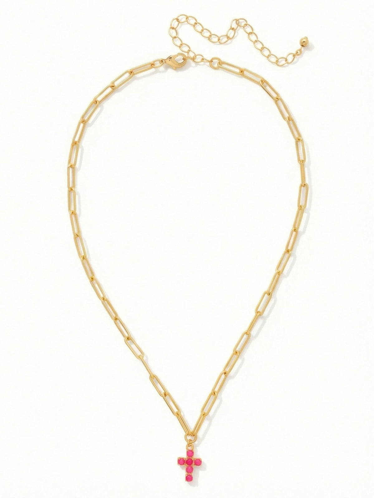 Carly Cross Pendant Necklace - Electric Pink
