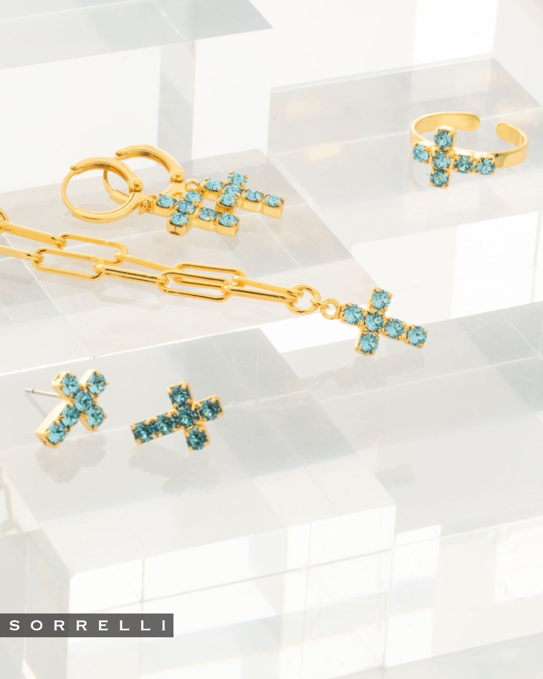 Carly Huggie Earrings-Aquamarine