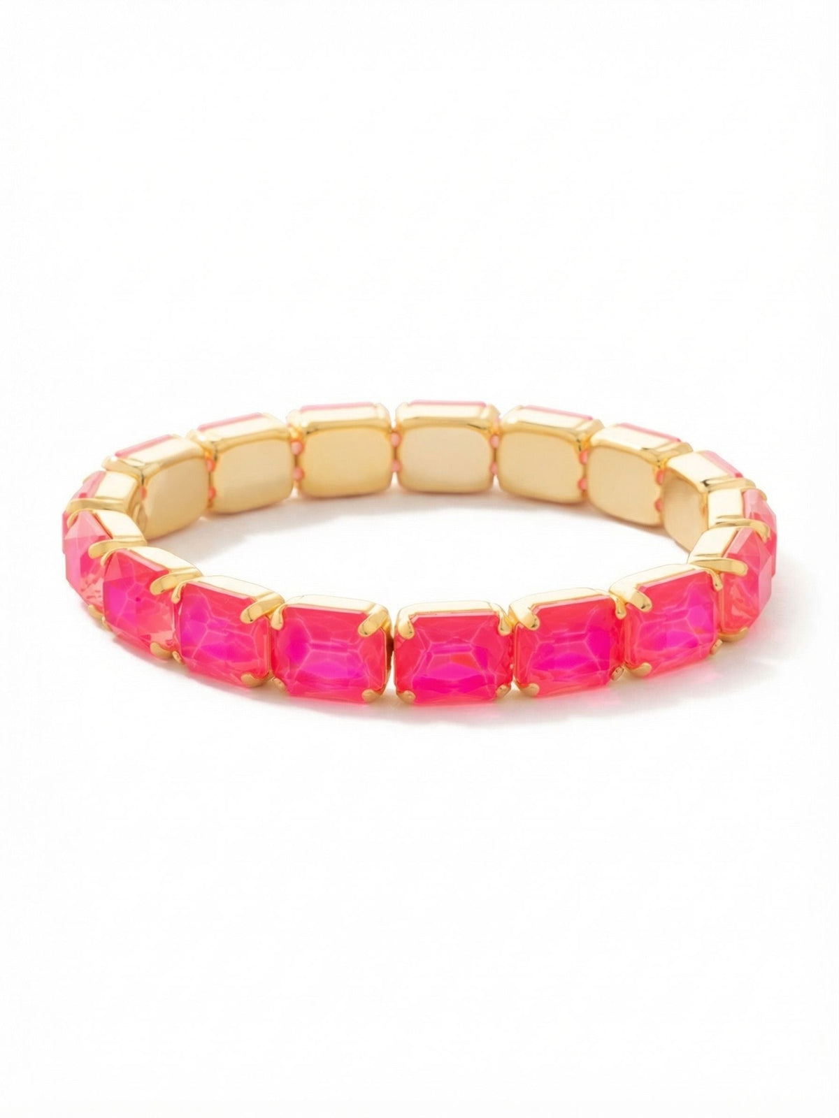 7 inch Easton Emerald Cut Stretch Bracelet - Electric Pink