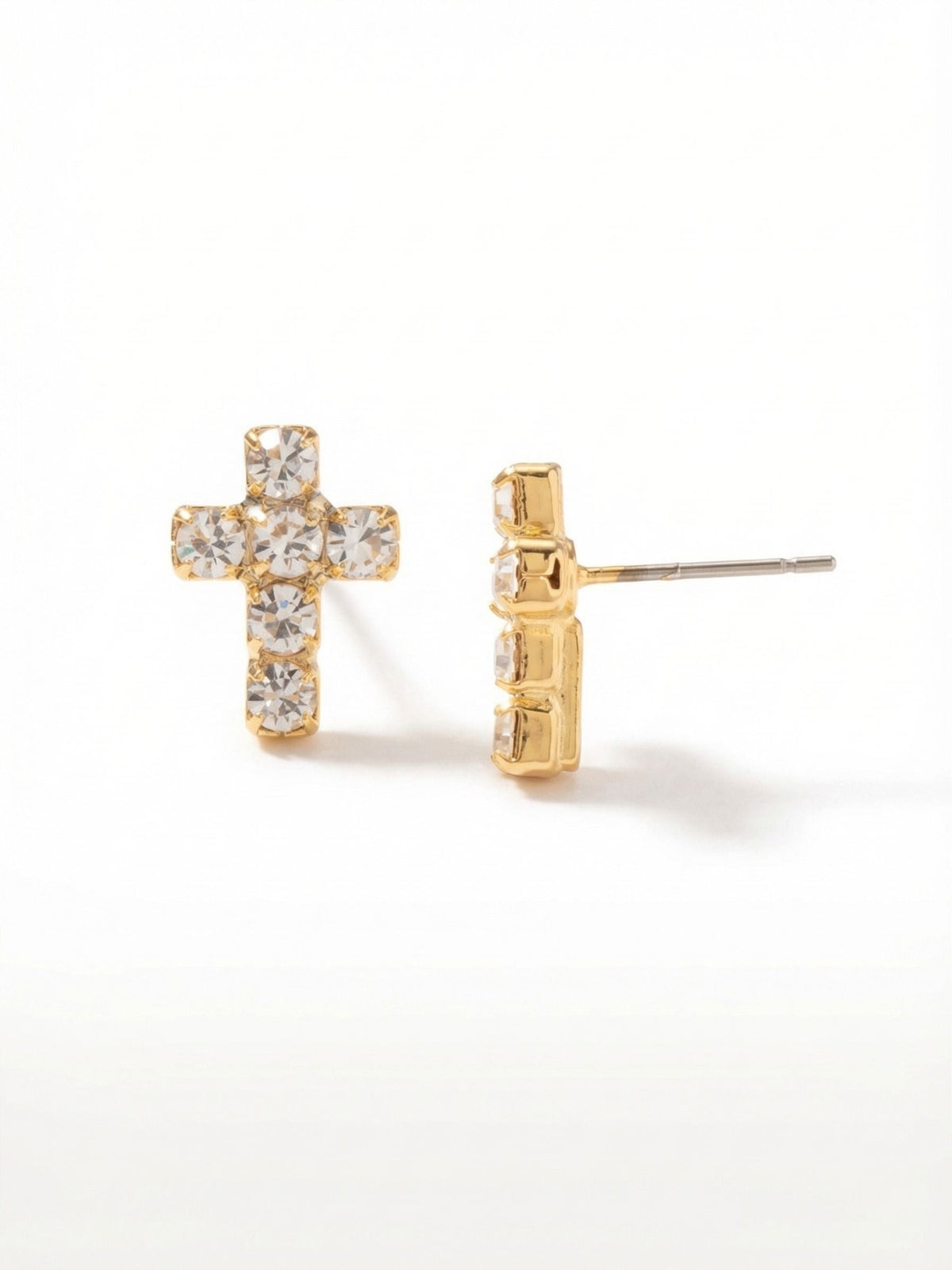 Carly Cross Stud Earrings - Crystal