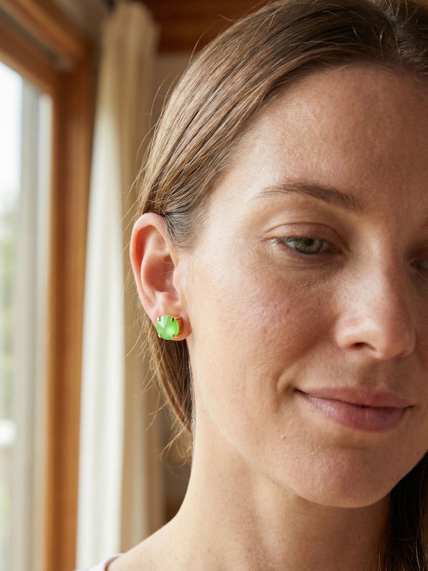 London Stud Earrings- Lime Green Delite