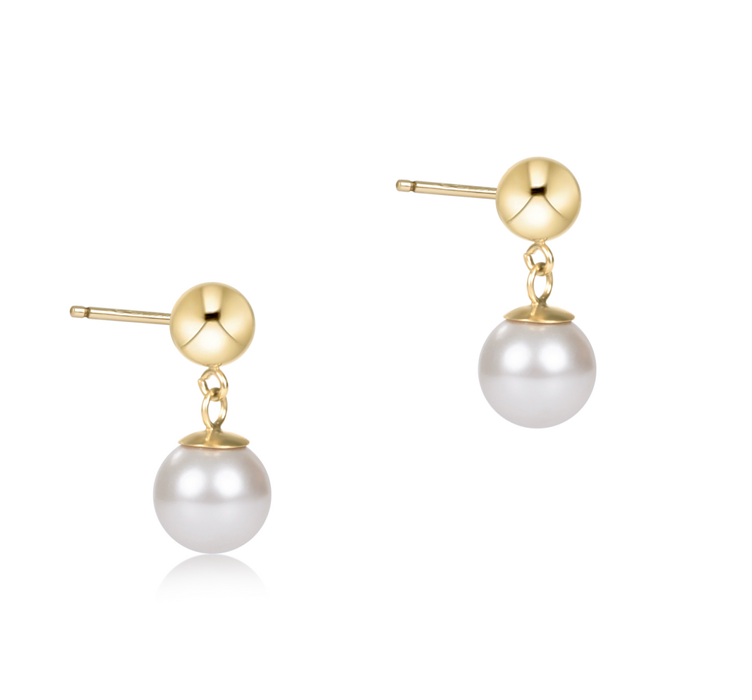 Classic 8mm Ball Drop Stud-Gold & Pearl