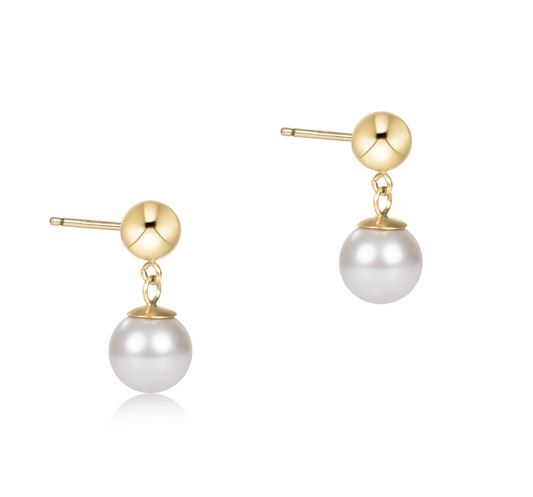 Classic 8mm Ball Drop Stud-Gold & Pearl