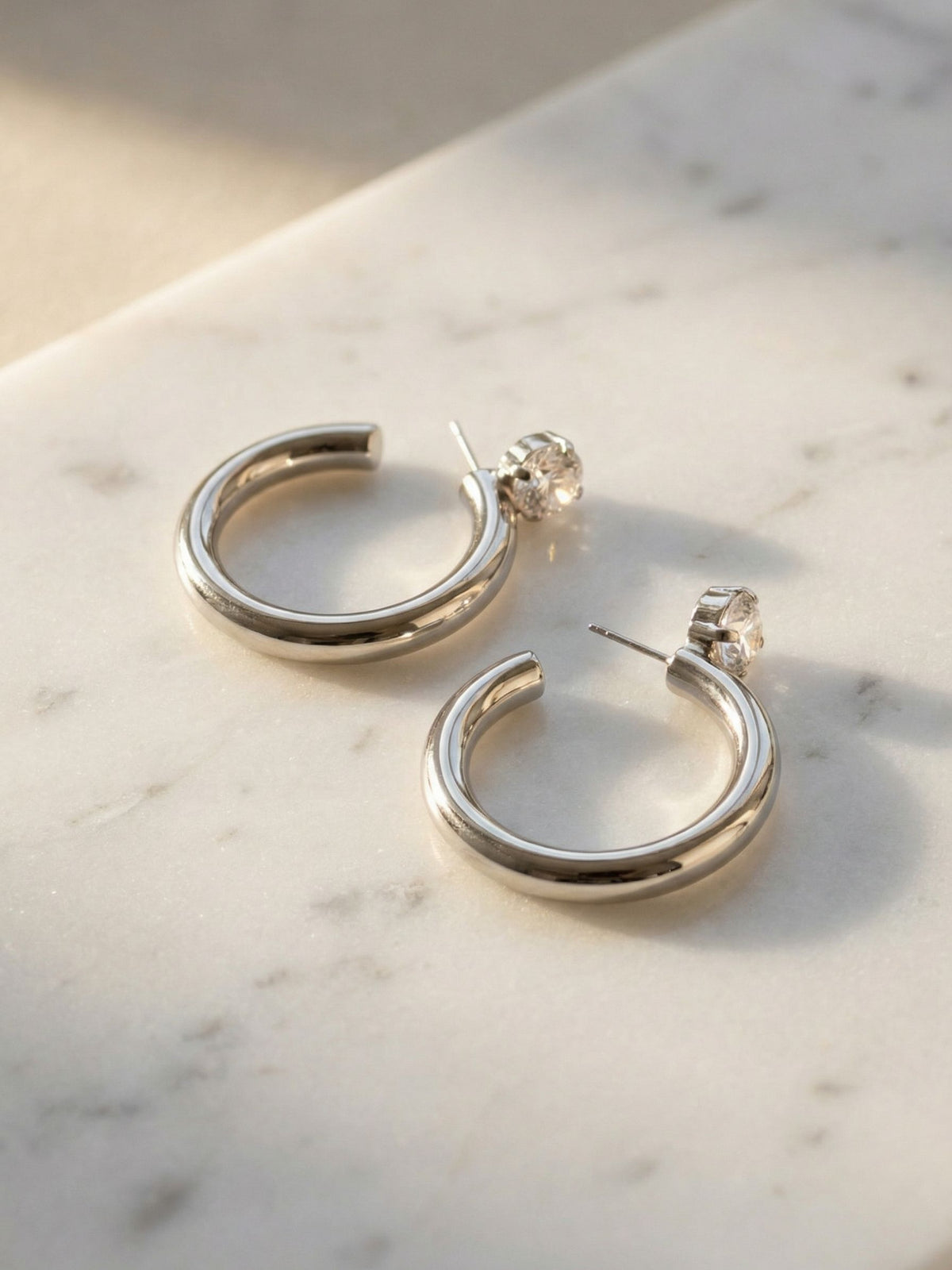 Keeley Studded Hoop Earrings- Crystal
