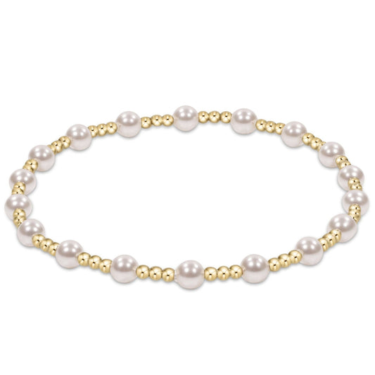 Classic Sincerity Pattern 4mm Bead Bracelet-Pearl