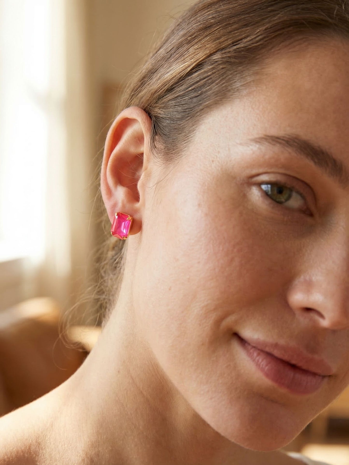 Octavia Stud Earrings-Electric Pink