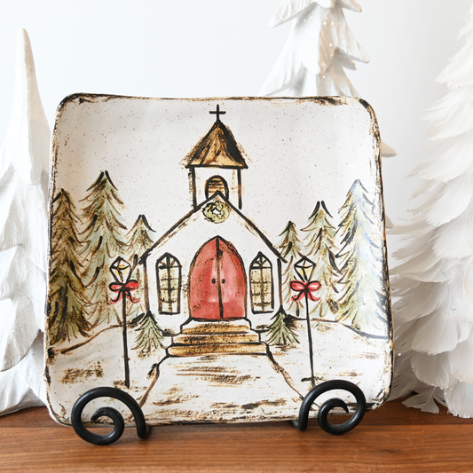 Church At Christmas Tray