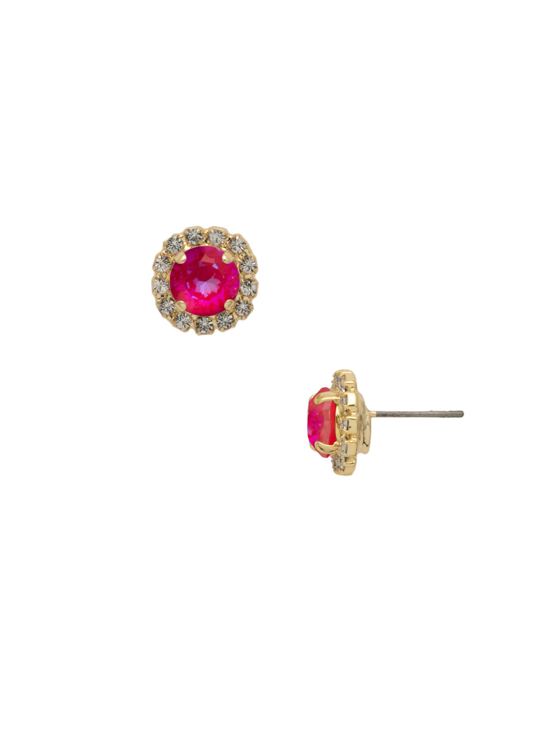 Haute Halo Stud Earrings-Royal Red Delite