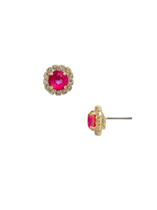 Haute Halo Stud Earrings-Royal Red Delite