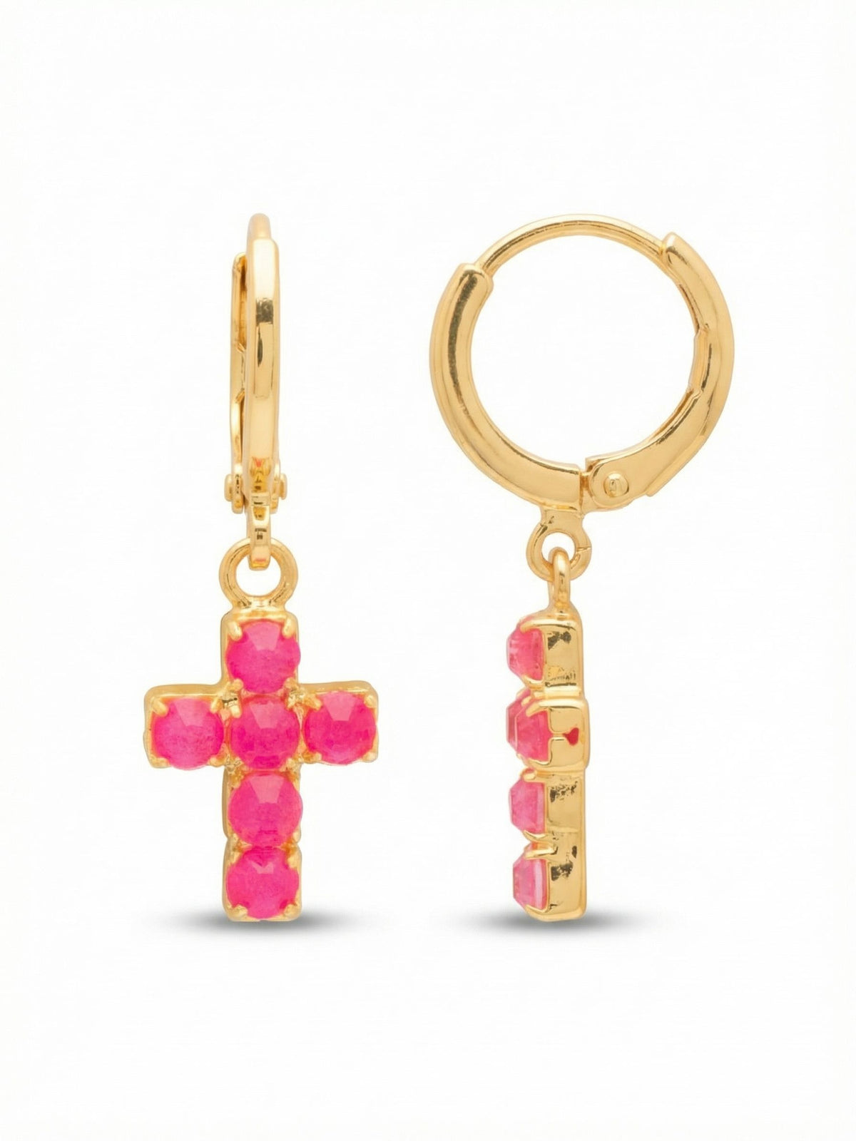 Carly Huggie Earrings-Electric Pink