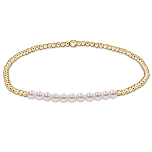 Gold Bliss 2mm Bead Bracelet -Pearl