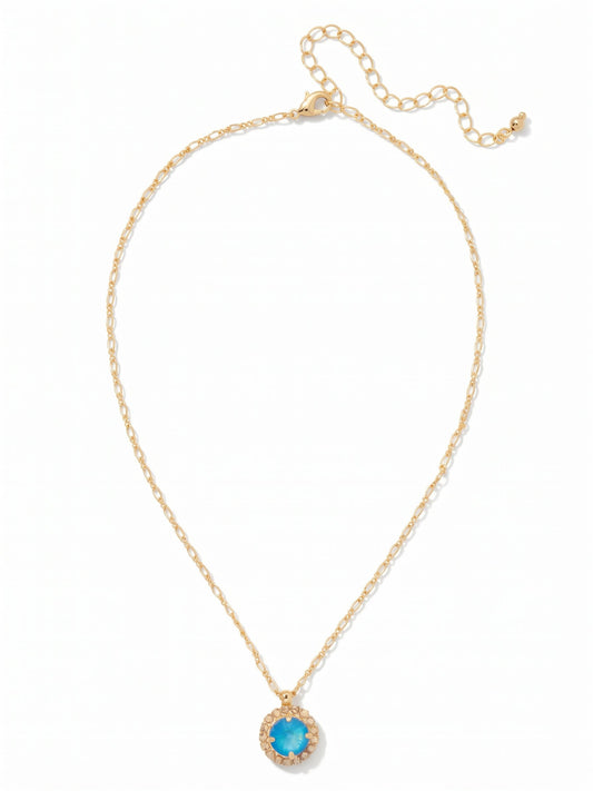 Electric Blue Shiny Pendant Necklace