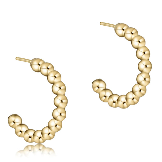 Beaded Classic 1" Post Hoop 3mm Gold Earrings