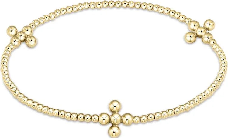 Enewton Classic Gold Signature Cross 3mm Bead Bracelet