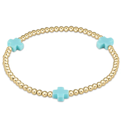 enewton Extends Signature Cross Gold- Turquoise 3mm