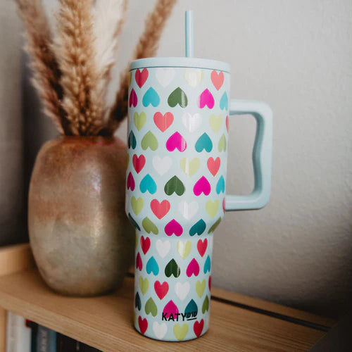 Katydid Multicolor Hearts Tumbler