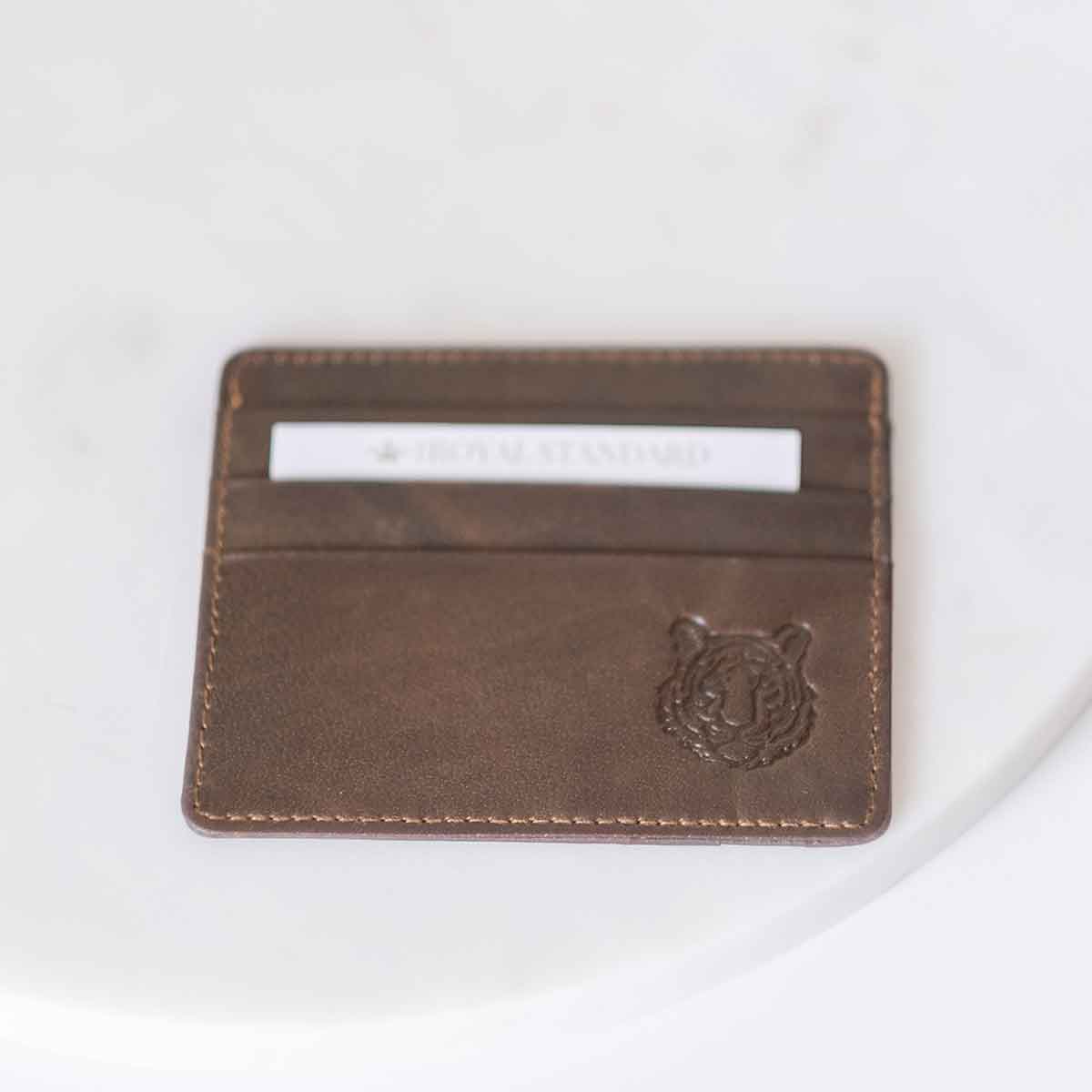 Tiger Embossed Leather Slim Wallet