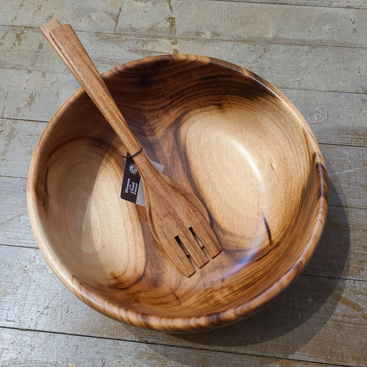 Tropical Wood Salad Bowl & Serving Set