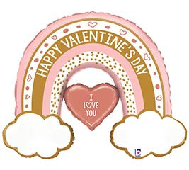 Valentine Rose Gold Rainbow Balloon