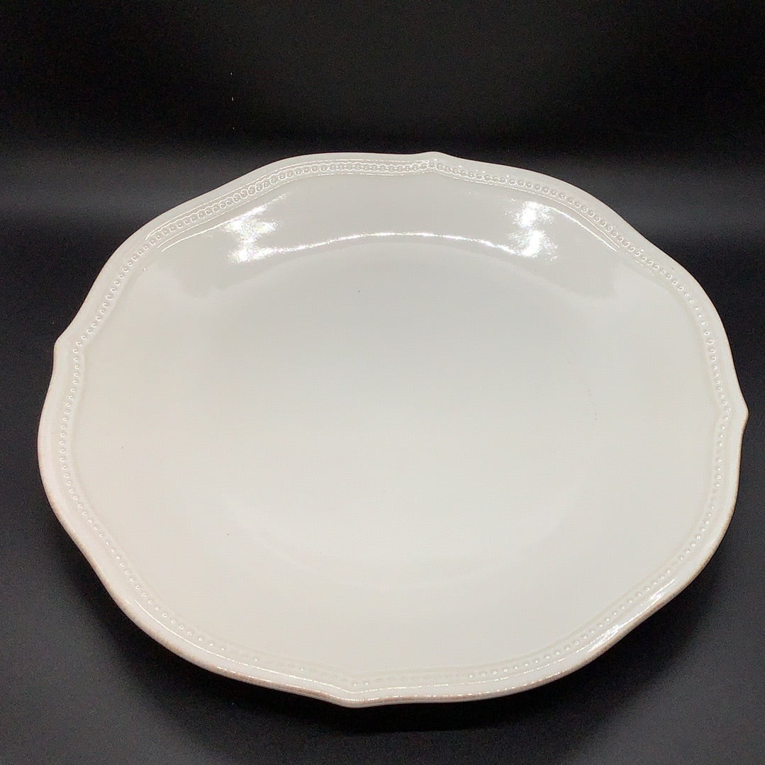 French Perle Bead White Dinner Plate