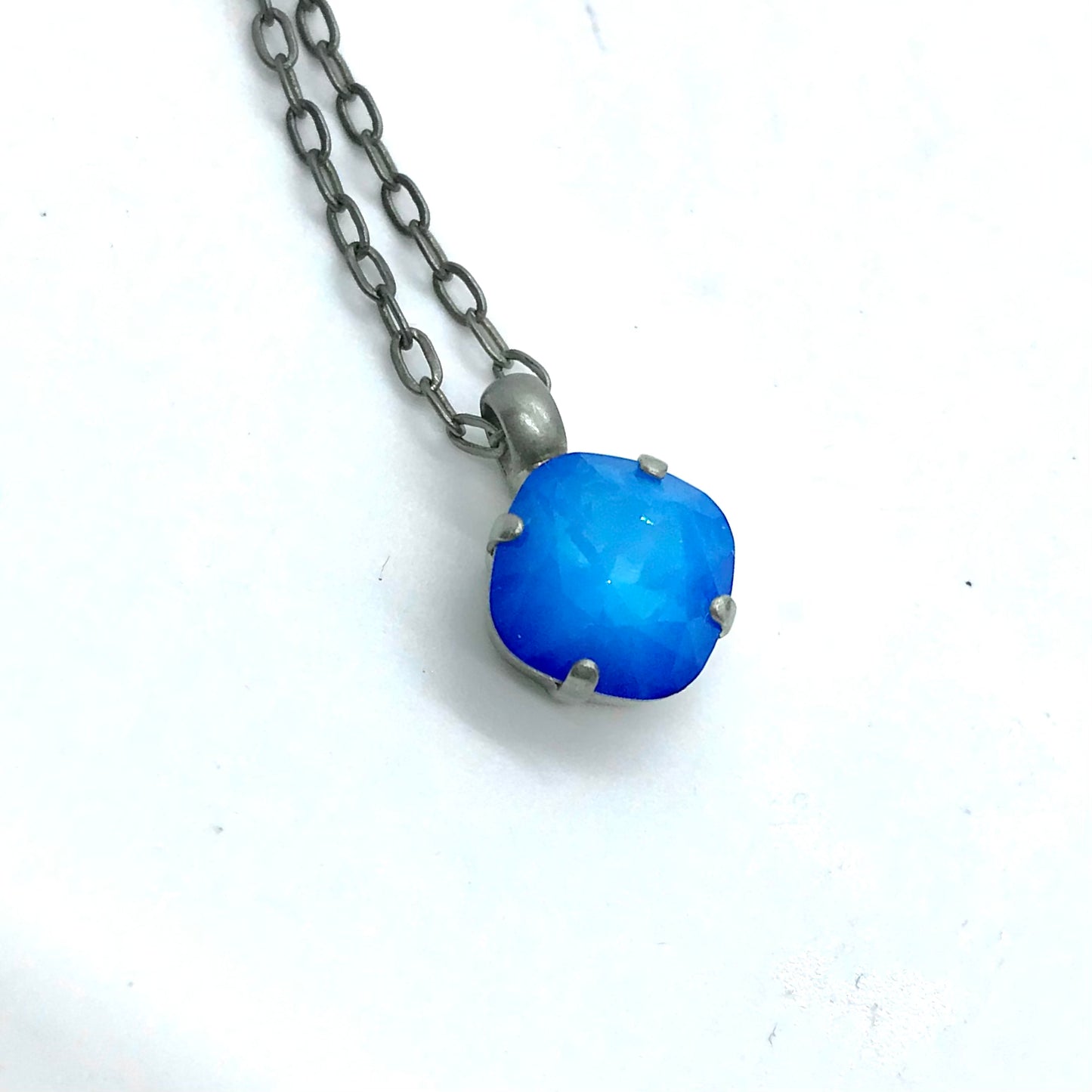 Sorrelli Antique Silver Necklace Bright Blue Pendant ASBC