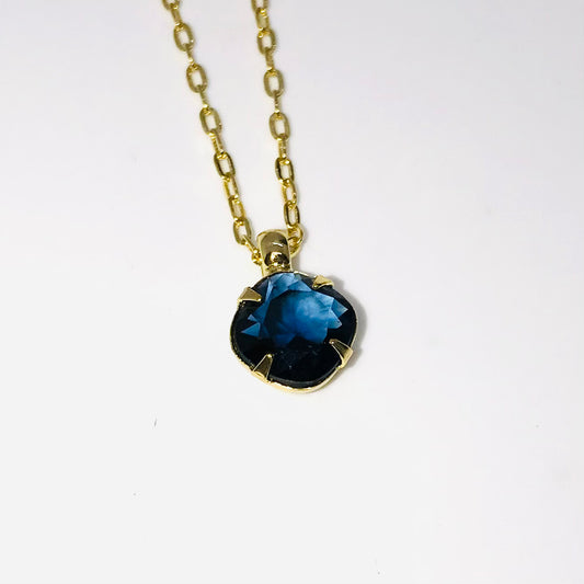 Sapphire Pendant Necklace Bright Gold