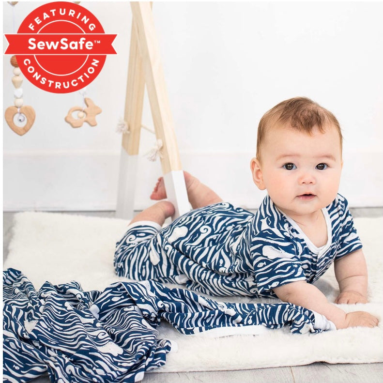 Whale Hello There Modal Magnetic Romper Sz 0-3 mth